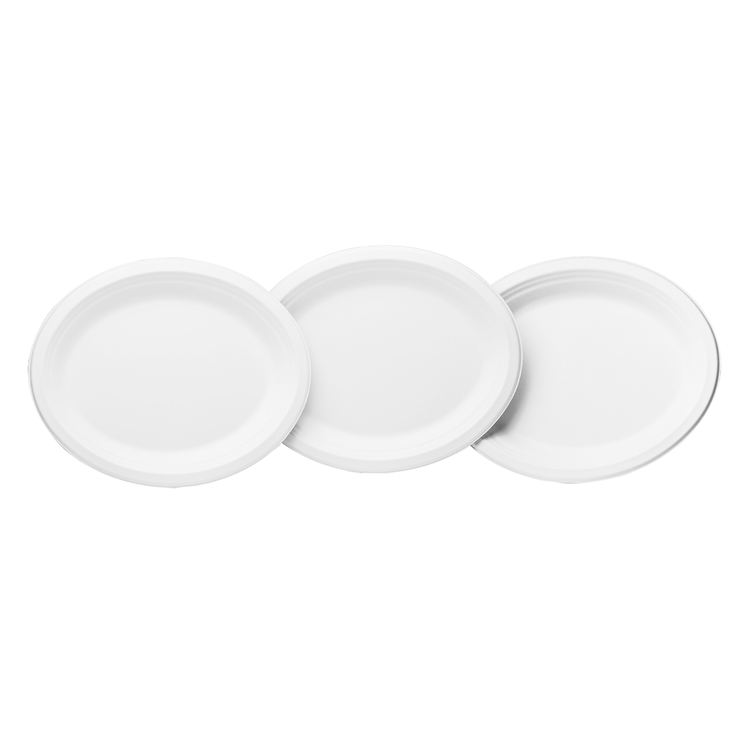 Karat Earth 12.5''x10'' PFAS Free Compostable Bagasse Oval Plates, White - 500 pcs