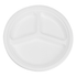 Karat Earth 10'' PFAS Free Compostable Bagasse Round Plates, White, 3 Compartments - 500 pcs