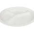 Karat Earth 10'' PFAS Free Compostable Bagasse Round Plates, White, 3 Compartments - 500 pcs