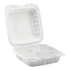 Karat Earth 8" x 8" Mineral Filled PP Hinged Container, White, 3 compartments - 200 pcs