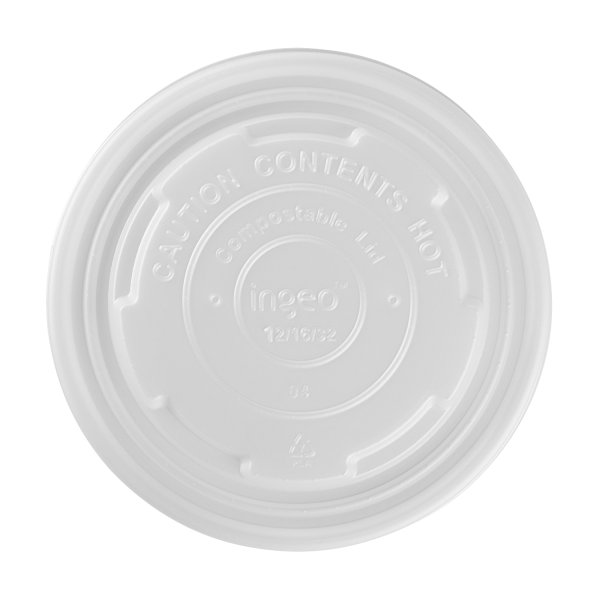 Karat Earth 114.6mm Compostable Flat Lids for 12-16oz Paper Food Container & 24-32oz Gourmet Food Container - 500 pcs