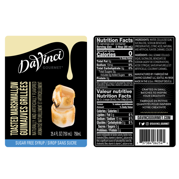 DaVinci Sugar Free Toasted Marshmallow Syrup - Bottle (750mL)