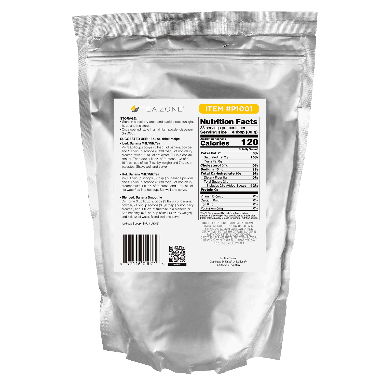 Tea Zone Banana Powder - Bag (2.2 lbs)