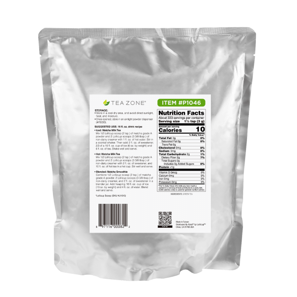 Tea Zone Matcha Green Tea (Grade A) Powder - Bag (2.2 lbs)