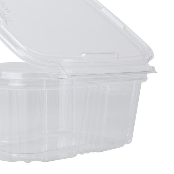 Karat 16 oz PET Plastic Tamper Resistant Hinged Deli Container with Lid - 200 pcs
