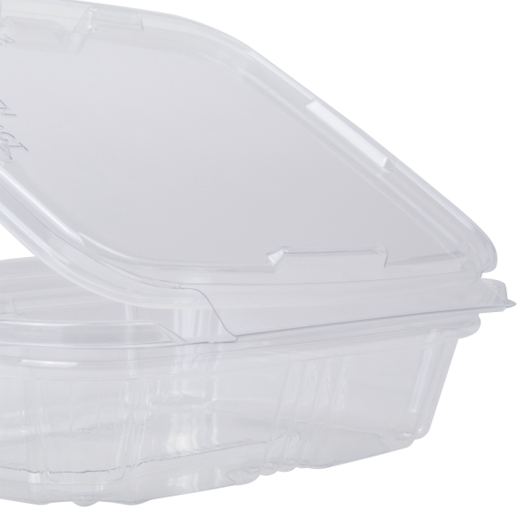 Karat 8 oz PET Plastic Tamper Resistant Hinged Deli Container with Lid - 200 pcs
