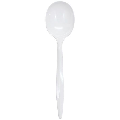 Karat PS Plastic Medium Weight Soup Spoons Bulk Box, White - 1,000 pcs