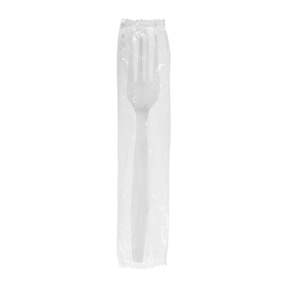 Karat PP Plastic Heavy Weight Forks Wrapped, White - 1,000 pcs